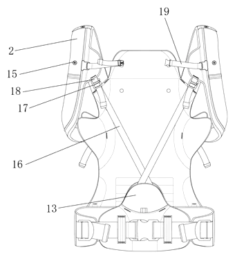 Baby Carrier with Load Dispersion and Adjustable Seat Width - Patent drawing - slide rail detail