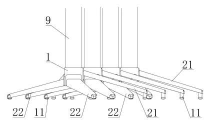 Self-Leveling, Nesting Table Base with a Torsion-Ring Leg Hub - Patent Fig. 4
