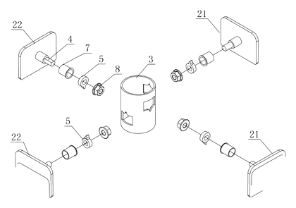 Self-Leveling, Nesting Table Base with a Torsion-Ring Leg Hub - Patent Fig. 6