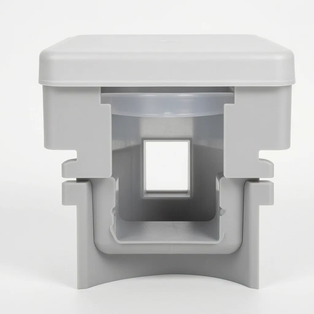 Sleeve-Joint Combined Container Lid with Inner Stopper and Fixing Ring - product render