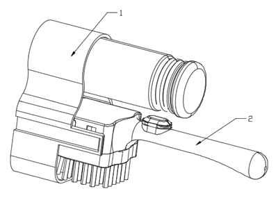 Soap-Dispensing Dish Brush That Refills in Its Stand - Patent drawing - brush in the stand