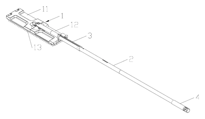 Single-Sided Hand-Free Flat Mop with Folding Plates and Squeezing Mechanism - Patent drawing - single-sided hand-free flat mop
