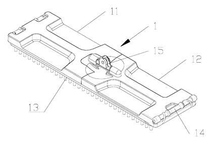 Single-Sided Hand-Free Flat Mop with Folding Plates and Squeezing Mechanism - Patent drawing - mop head structure