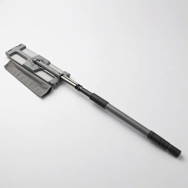 Single-Sided Hand-Free Flat Mop with Folding Plates and Squeezing Mechanism - product render
