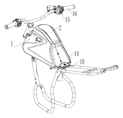 Electric Motorcycle Storage Box with Electromagnetic Lock and Torsion Spring Lid - Patent Fig. 1