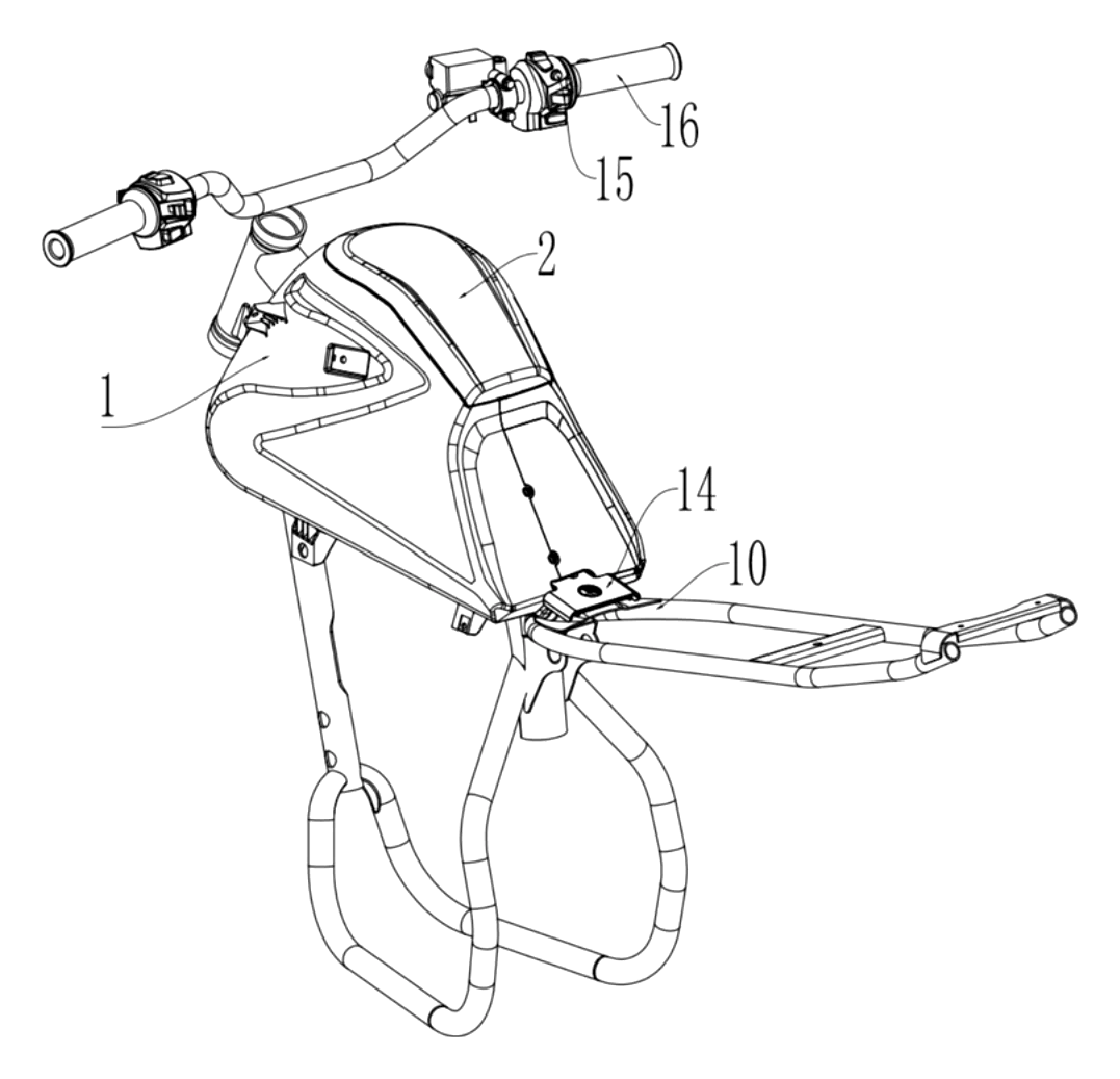 Electric Motorcycle Storage Box with Electromagnetic Lock and Torsion Spring Lid - patent drawing