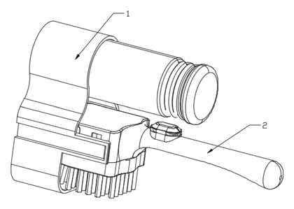 Self-Filling Cleaning Tool with Detachable Liquid Storage Device - Patent drawing - exploded view of the cleaning tool