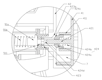 Self-Filling Cleaning Tool with Detachable Liquid Storage Device - Patent drawing - brush body with spraying holes