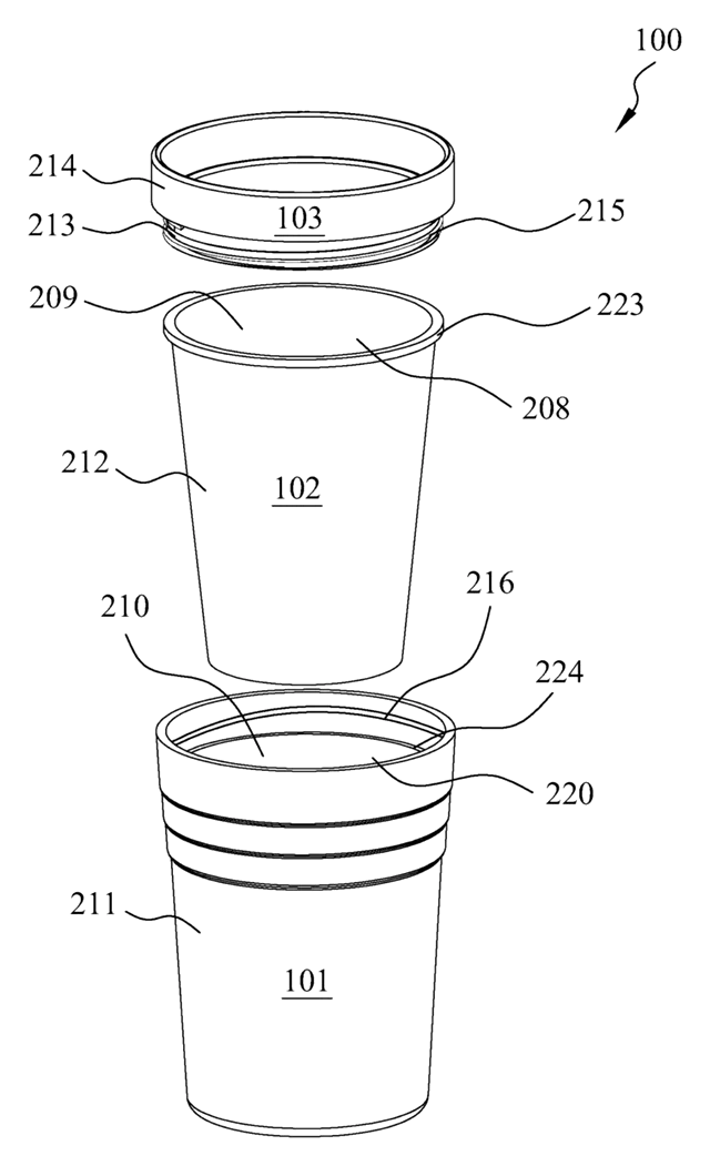 Rigid Shell Container with Removable Silicone Liner - patent drawing