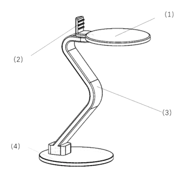 Self-Folding Desk Lamp That Turns into a Phone Stand - Patent drawing - lamp with handle