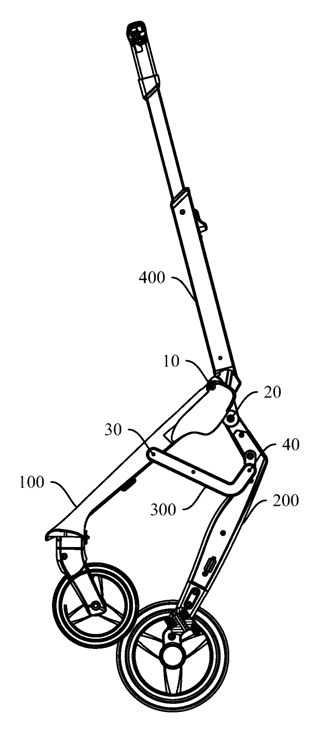 Baby Stroller with a Movably-Mounted Seat and Four-Bar Linkage Frame - Patent Fig. 4
