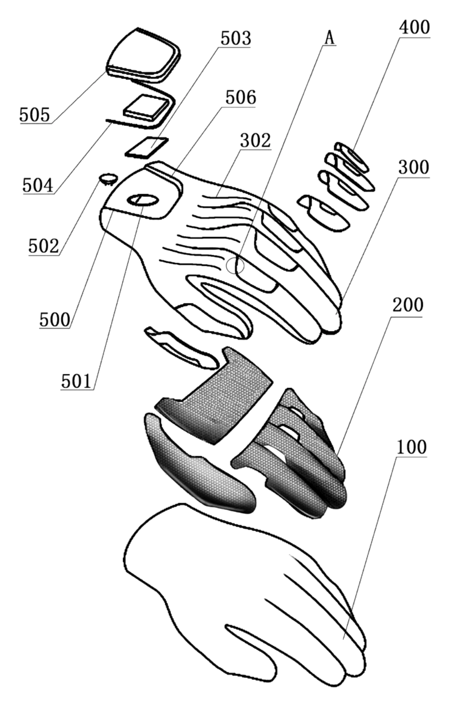 Impact-Resistant Glove with a 3D-Printed Lattice Layer - patent drawing