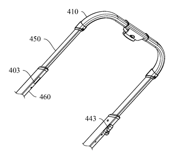 Compact-Fold Stroller with a Four-Bar Side Frame and Telescoping Handle - Patent Fig. 19