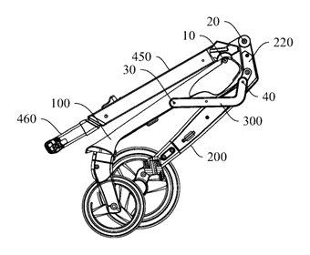 Compact-Fold Stroller with a Four-Bar Side Frame and Telescoping Handle - Patent Fig. 21