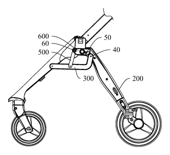 Compact-Fold Stroller with a Four-Bar Side Frame and Telescoping Handle - Patent Fig. 30