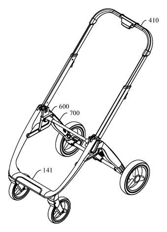 Compact-Fold Stroller with a Four-Bar Side Frame and Telescoping Handle - Patent Fig. 33