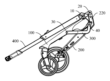 Compact-Fold Stroller with a Four-Bar Side Frame and Telescoping Handle - Patent drawing - folding