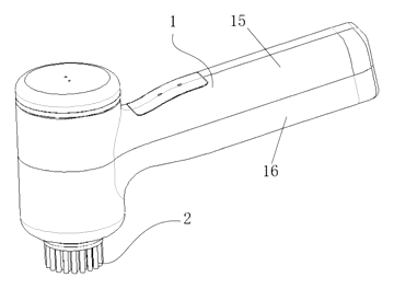 Cordless Electric Shoe Scrubber That Feeds Cleaner Through the Center of the Brush - Patent Fig. 1