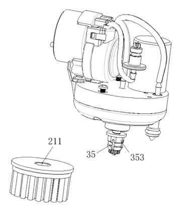 Cordless Electric Shoe Scrubber That Feeds Cleaner Through the Center of the Brush - Patent Fig. 5