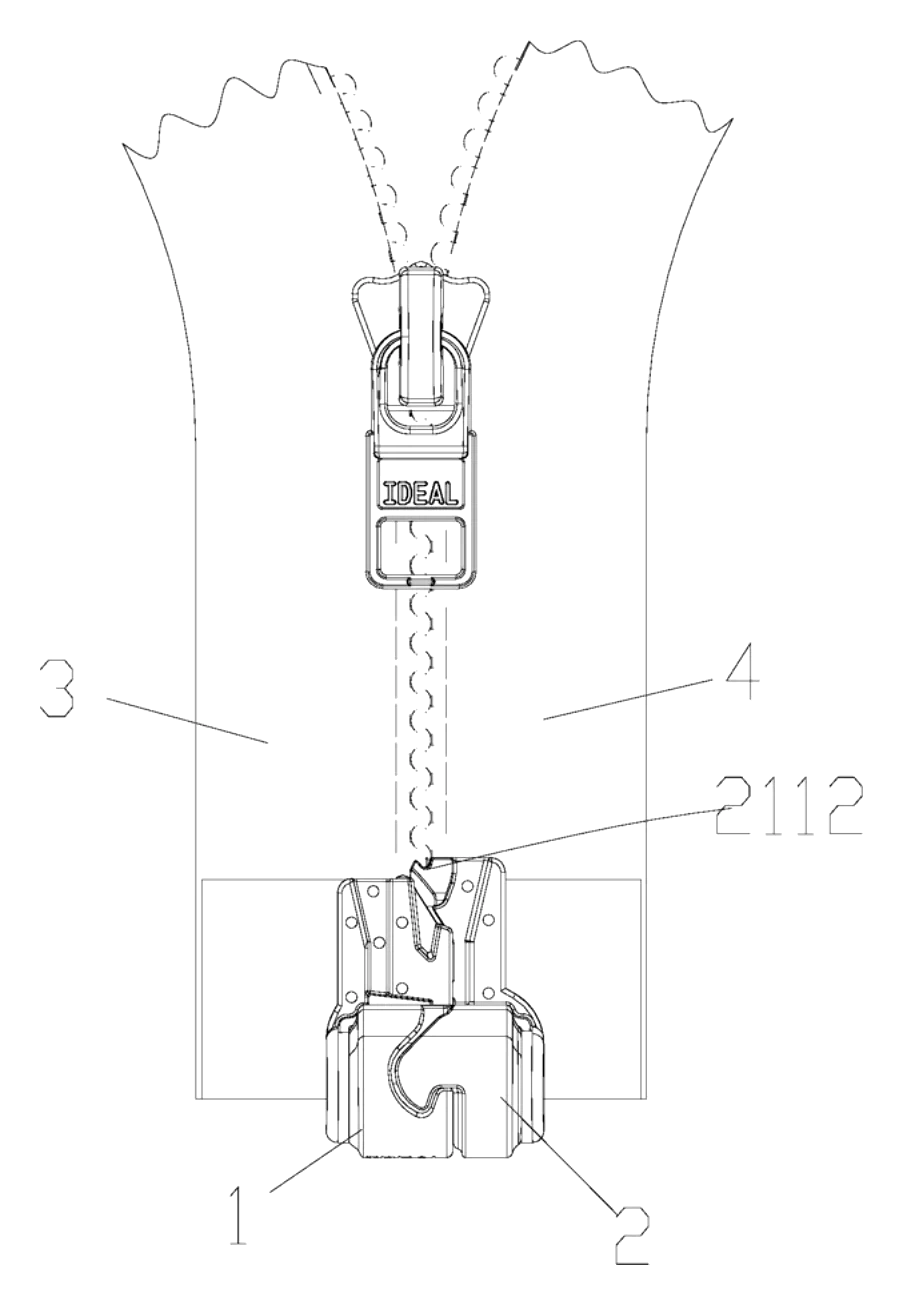 Waterproof Magnetic Zipper Stop That Snaps the Two Halves Together - patent drawing