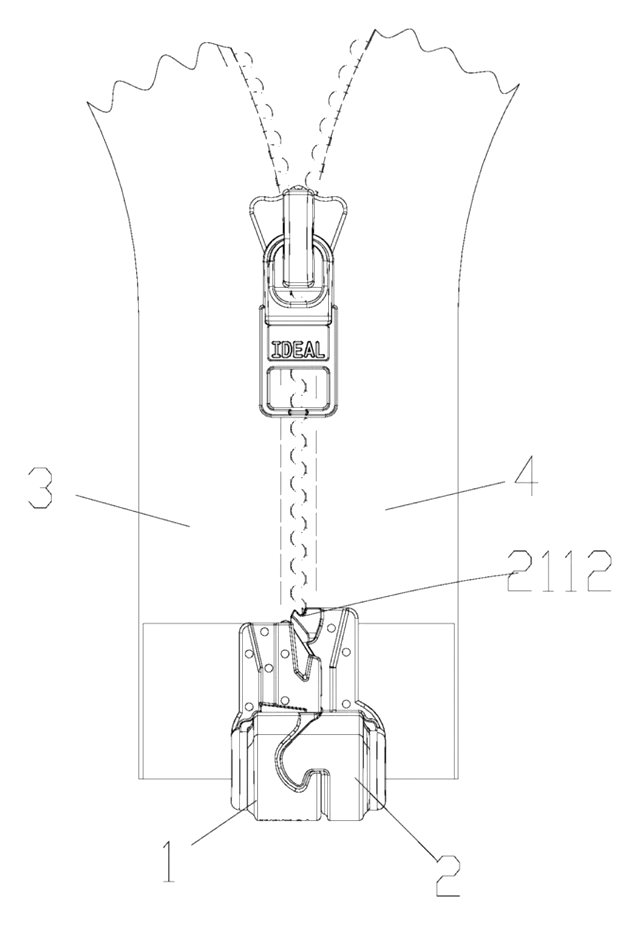 Waterproof Magnetic Zipper Stop That Snaps the Two Halves Together - patent drawing