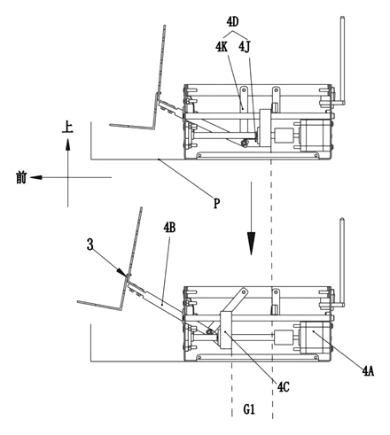 Motorized Shelf Display That Presents a Product to Shoppers - Patent drawing - first movement