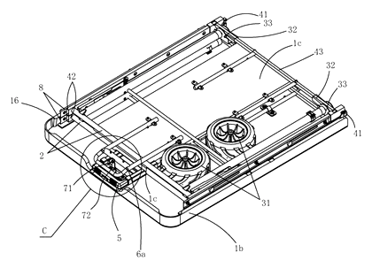 Telescopic Folding Table with Extension Panel and Built-In Trolley - Patent Fig. 17