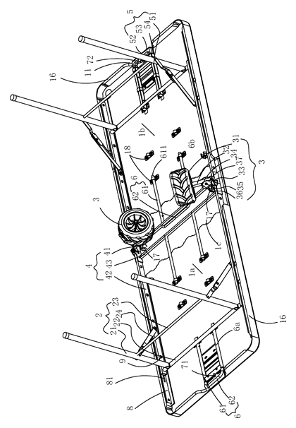 Telescopic Folding Table with Extension Panel and Built-In Trolley - Patent Fig. 2