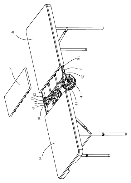 Telescopic Folding Table with Extension Panel and Built-In Trolley - Patent Fig. 3