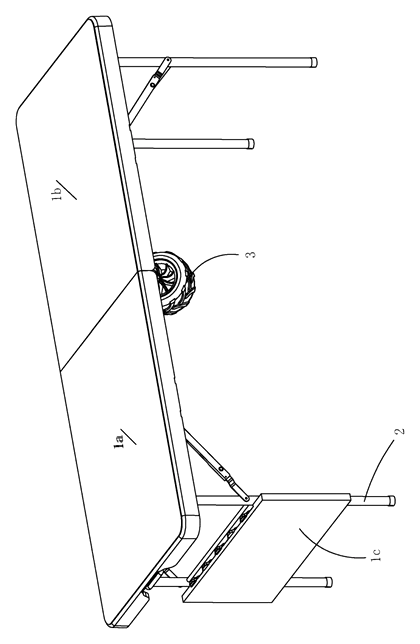 Telescopic Folding Table with Extension Panel and Built-In Trolley - Patent Fig. 4