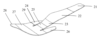 Heel-Less Carbon Plate Running Shoe Sole for Forefoot Strikers - Patent drawing - winged carbon plate