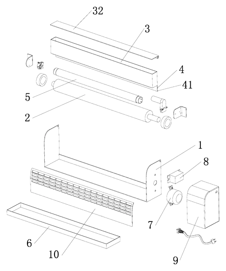 Self-Renewing Glue-Roller Mosquito Trap - Patent drawing - exploded view