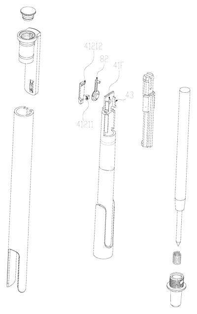 Slide-Action Retractable Pen with a Friction-Loaded Cam That Ignores Gravity - Patent Fig. 11