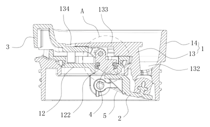 One-Touch Sealing Cup Lid with Rotating Plug and Spring Return - Patent drawing - assembled lid structure