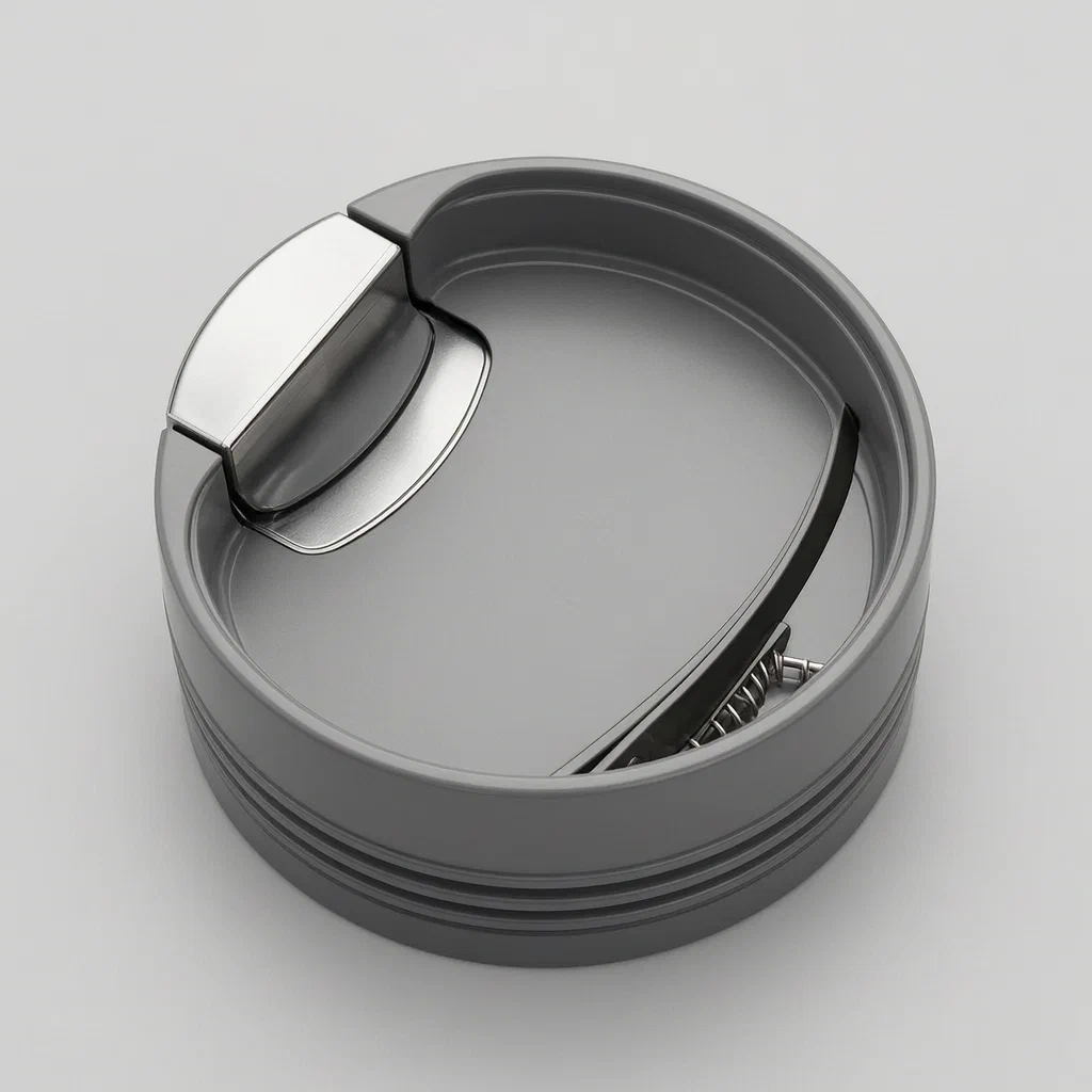 One-Touch Sealing Cup Lid with Rotating Plug and Spring Return - product render