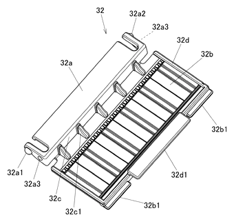 Transforming Construction Toy with an Extendable Roof Unit and Attic Room - Patent drawing - leg portion detail