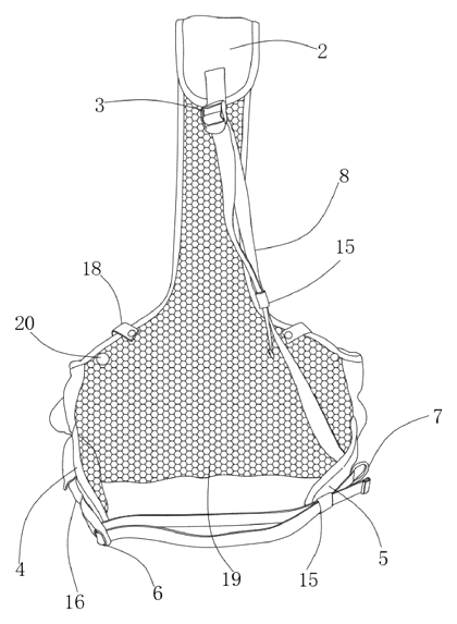 Multifunctional Pet Backpack with Adjustable Ventilation and Secure Restraint - Patent drawing - assembled backpack view